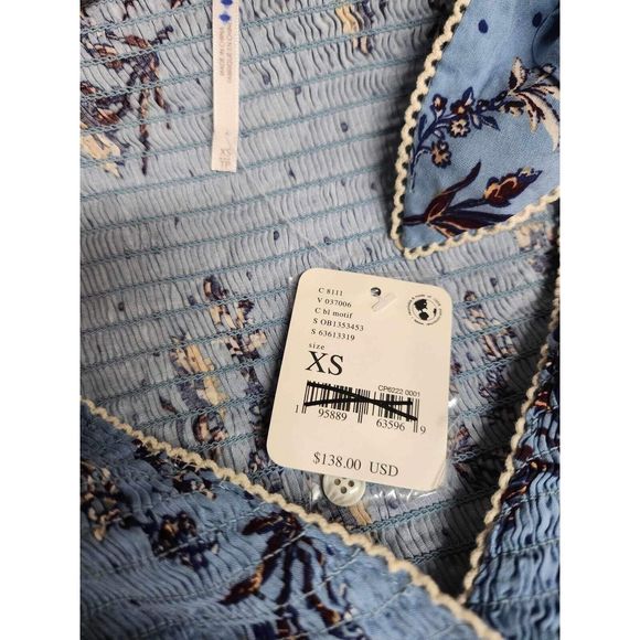 Free People Amelia Printed Blouse  Size Xs. A38 - Picture 6 of 6